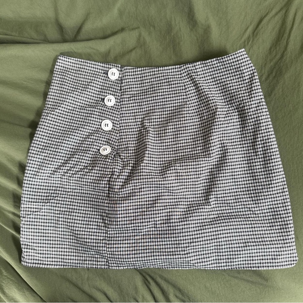 Urban Outfitters White and Blue Mini Pencil Skirt